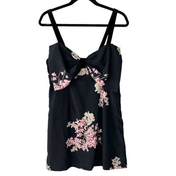 Free People Floral Bow Front Babydoll Mini Dress Empire Waist Coquette Y2K Sz S - Picture 2 of 13